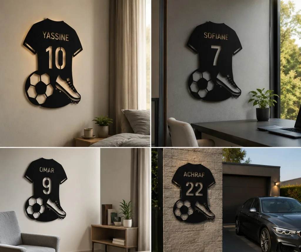 Cnart personalized football jersey metal wall decorations in premium interiors
